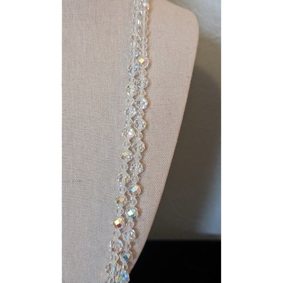 50s Long Two Strand Graduated Aurora Borealis Necklace W/ Hook Clasp - Picture 4 of 12